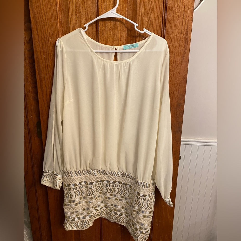 Sequence embellished cream Karlie dress